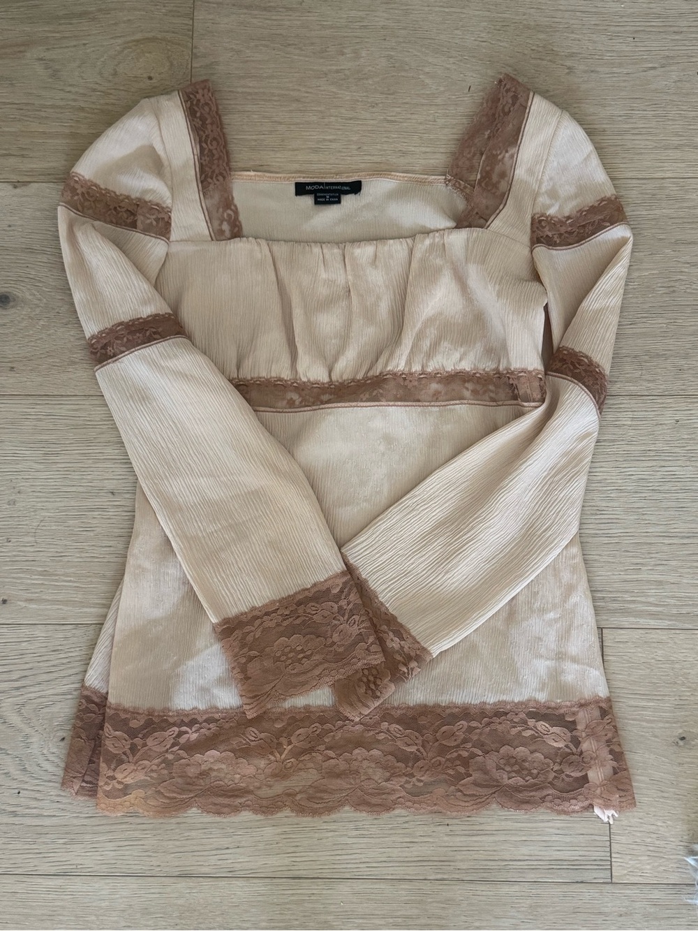 100% Silk Y2K Long Sleeve Babydoll Top